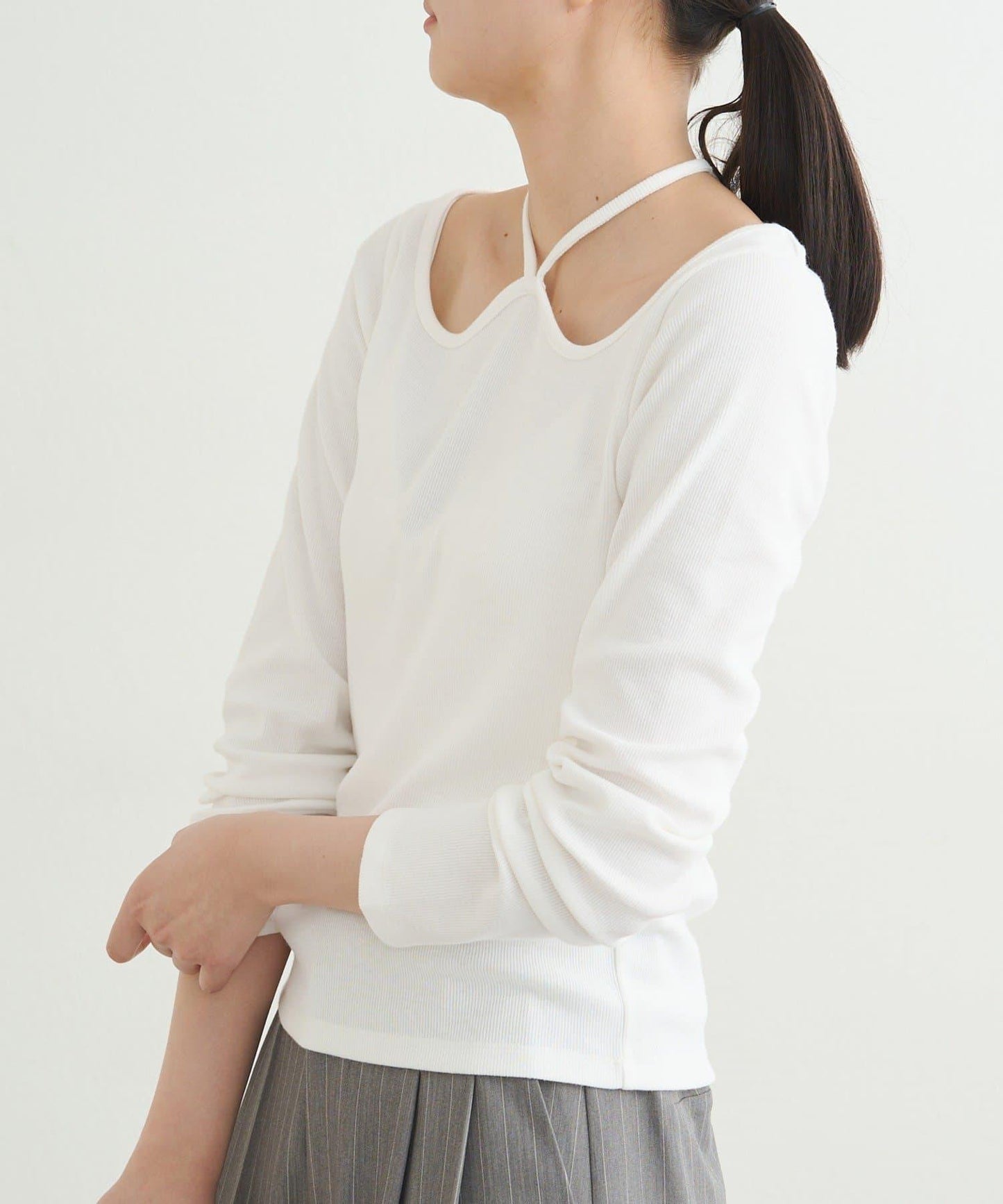 【earthy_】羅紋心形領吊帶上衣