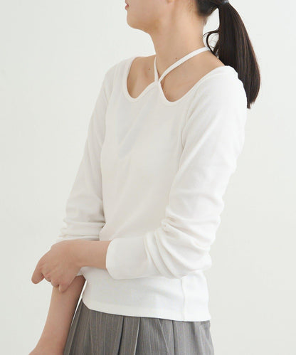 【earthy_】羅紋心形領吊帶上衣