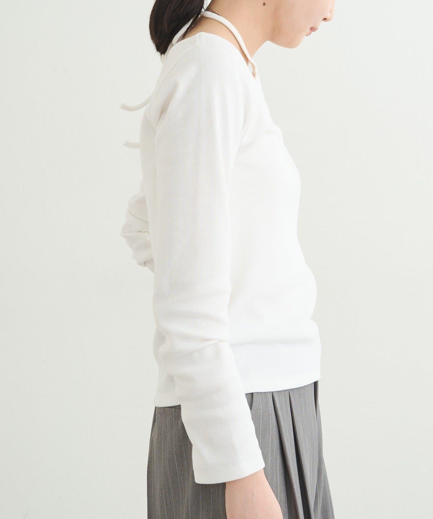 【earthy_】羅紋心形領吊帶上衣