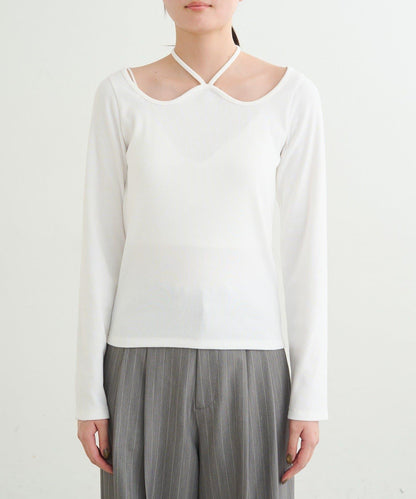 【earthy_】羅紋心形領吊帶上衣