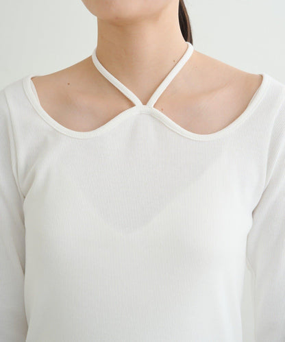 【earthy_】羅紋心形領吊帶上衣