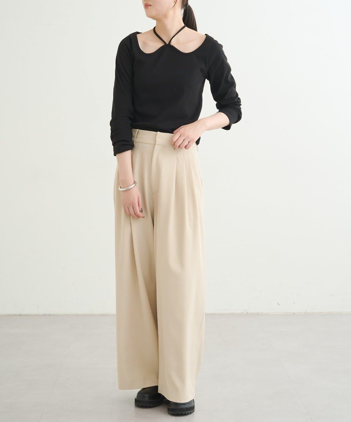 【earthy_】羅紋心形領吊帶上衣