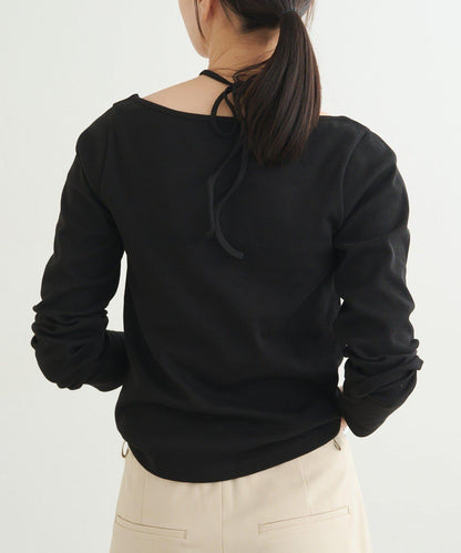 【earthy_】羅紋心形領吊帶上衣