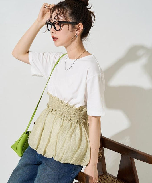 透視洗水對接氣球短袖上衣