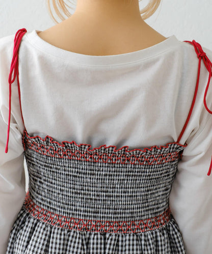 【HELLO.SANFRANCISCO】2WAY綁帶抽褶連衣裙露肩連衣裙