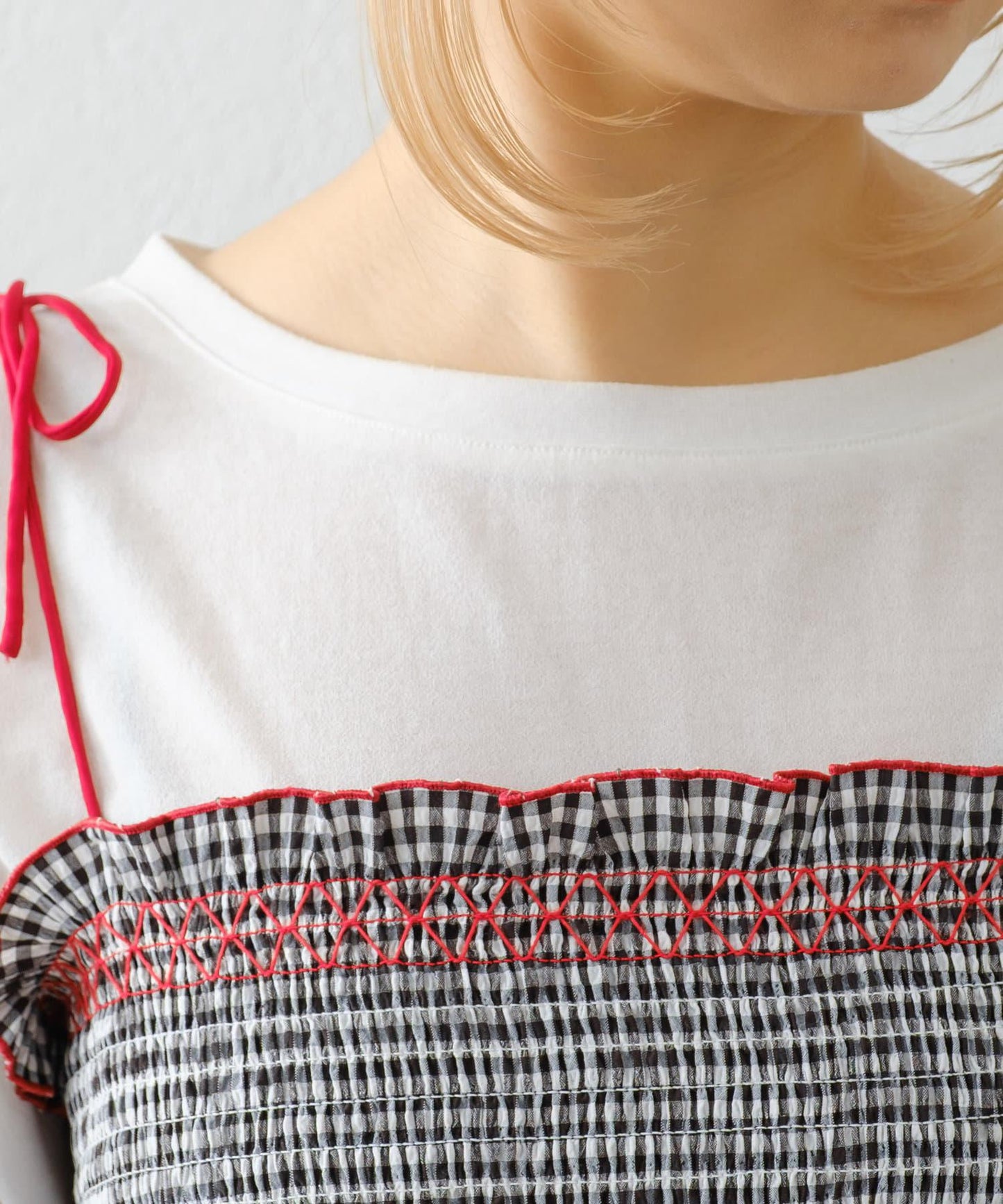 【HELLO.SANFRANCISCO】2WAY綁帶抽褶連衣裙露肩連衣裙