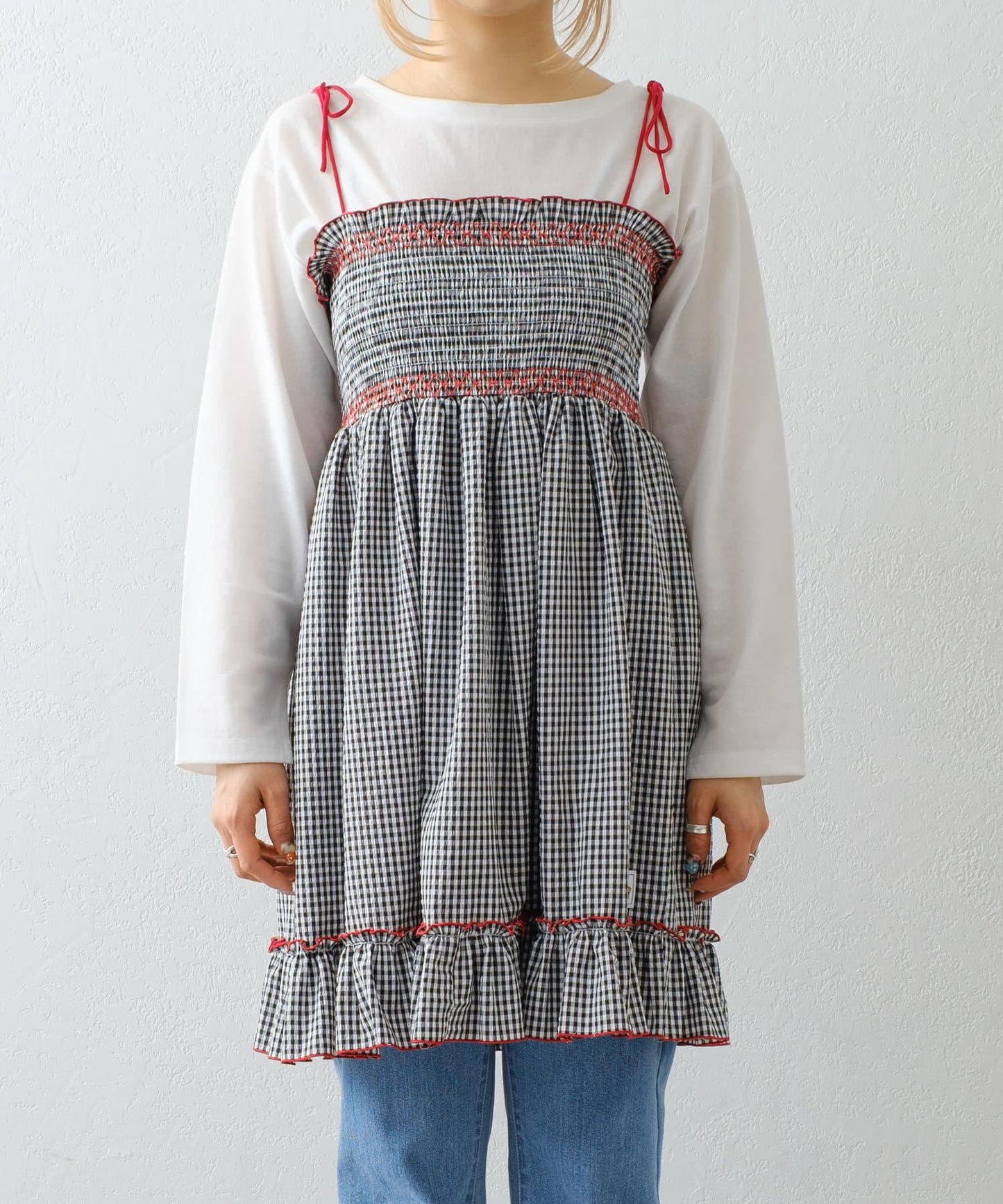 【HELLO.SANFRANCISCO】2WAY綁帶抽褶連衣裙露肩連衣裙