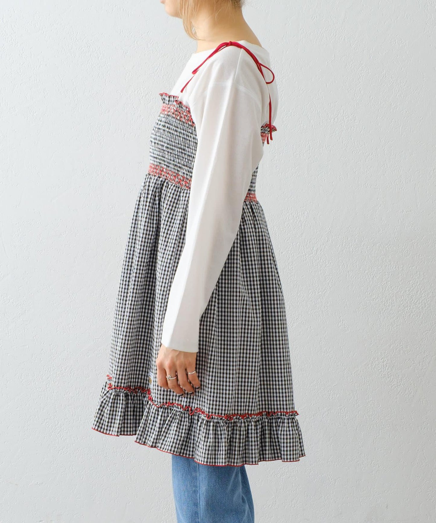 【HELLO.SANFRANCISCO】2WAY綁帶抽褶連衣裙露肩連衣裙