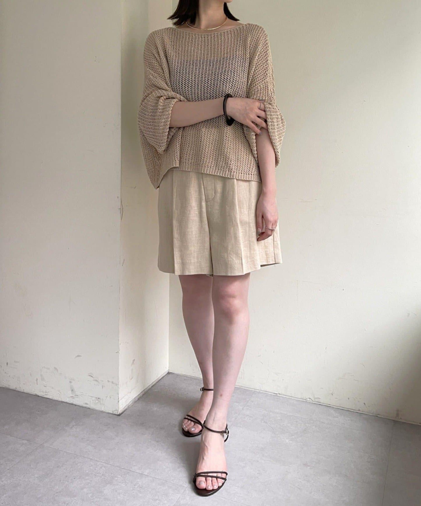Omekashi 亞麻休閒短褲