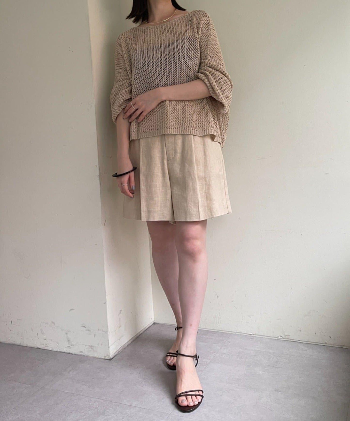 Omekashi 亞麻休閒短褲