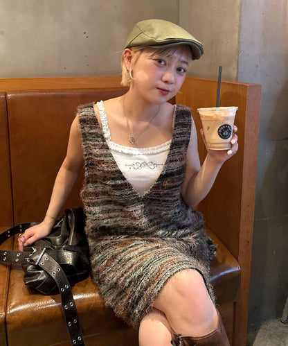 【前後2WAY】混紡絨毛針織馬甲