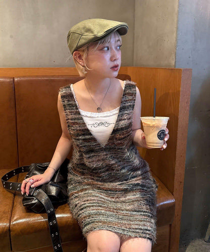 【前後2WAY】混紡絨毛針織馬甲