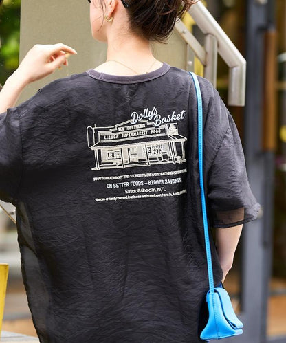 歐根紗 × T恤 背部刺繡 短袖 T恤