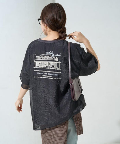 歐根紗 × T恤 背部刺繡 短袖 T恤