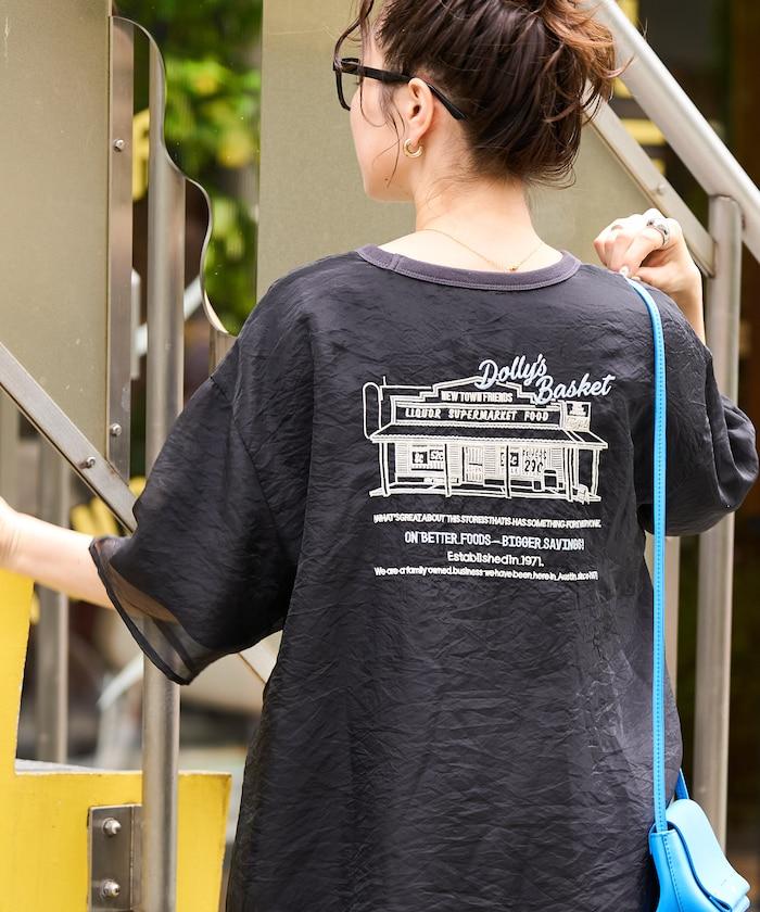 歐根紗 × T恤 背部刺繡 短袖 T恤