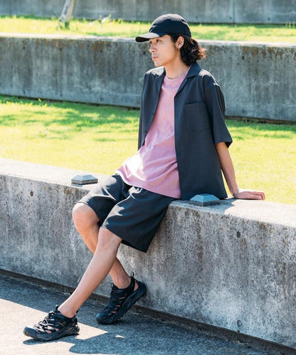 速乾材料 舒適版型 開領襯衫 短袖 亞麻風