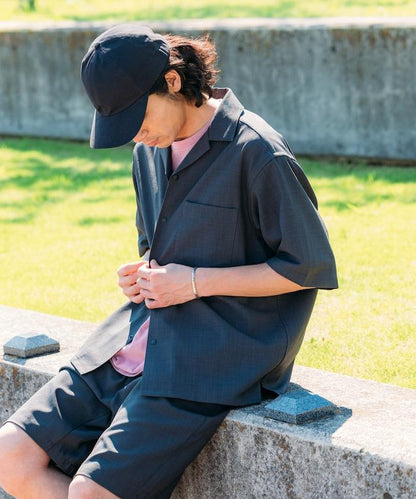 速乾材料 舒適版型 開領襯衫 短袖 亞麻風