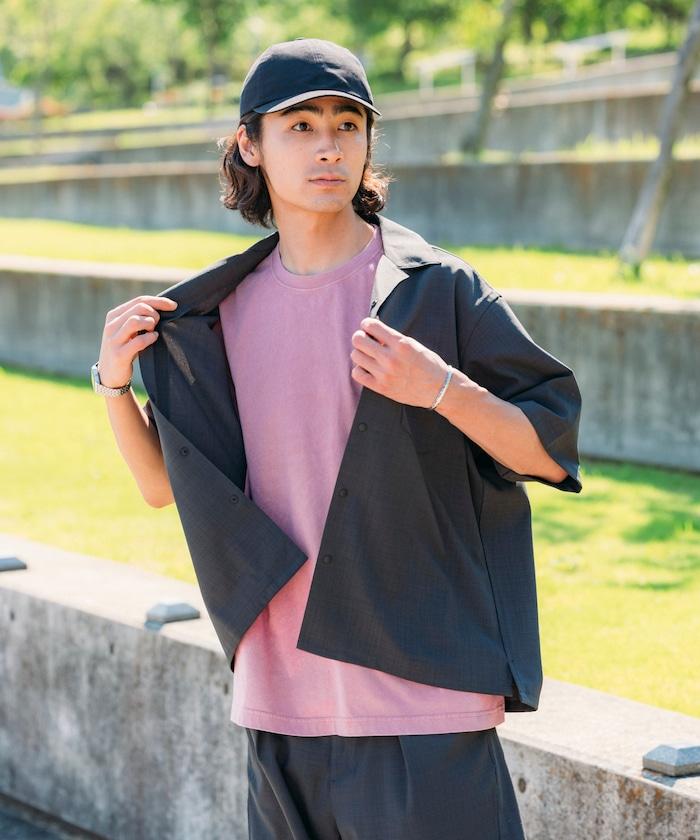 速乾材料 舒適版型 開領襯衫 短袖 亞麻風