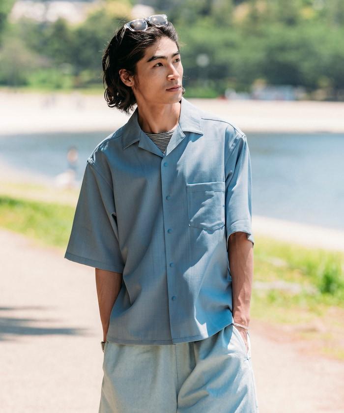 速乾材料 舒適版型 開領襯衫 短袖 亞麻風