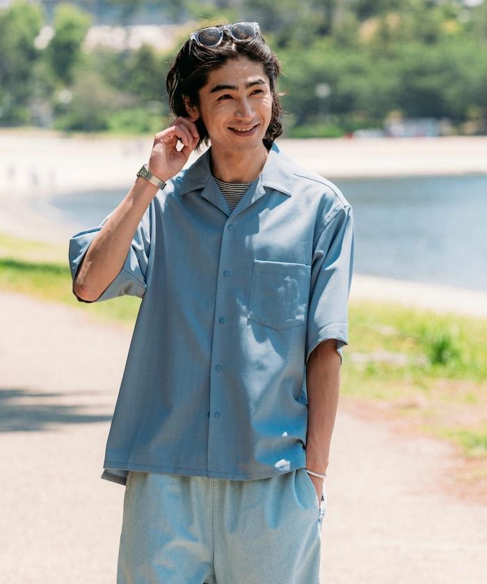 速乾材料 舒適版型 開領襯衫 短袖 亞麻風