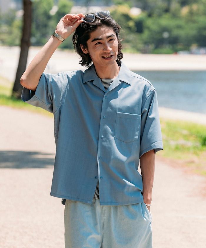 速乾材料 舒適版型 開領襯衫 短袖 亞麻風