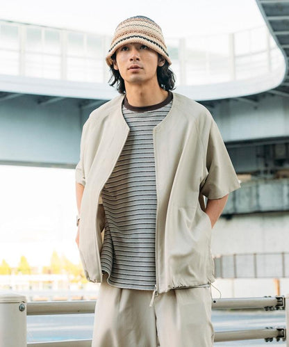 速乾材料 舒適版型 無領 棒球衫 短袖 亞麻風 居家護理