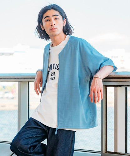 速乾材料 舒適版型 無領 棒球衫 短袖 亞麻風 居家護理