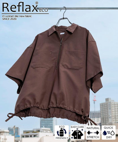 Reflax 功能性材料 輕鬆合身 半拉鍊襯衫 短袖