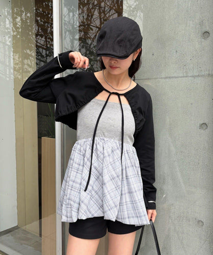 【mystic】褶皺蝴蝶結短外套