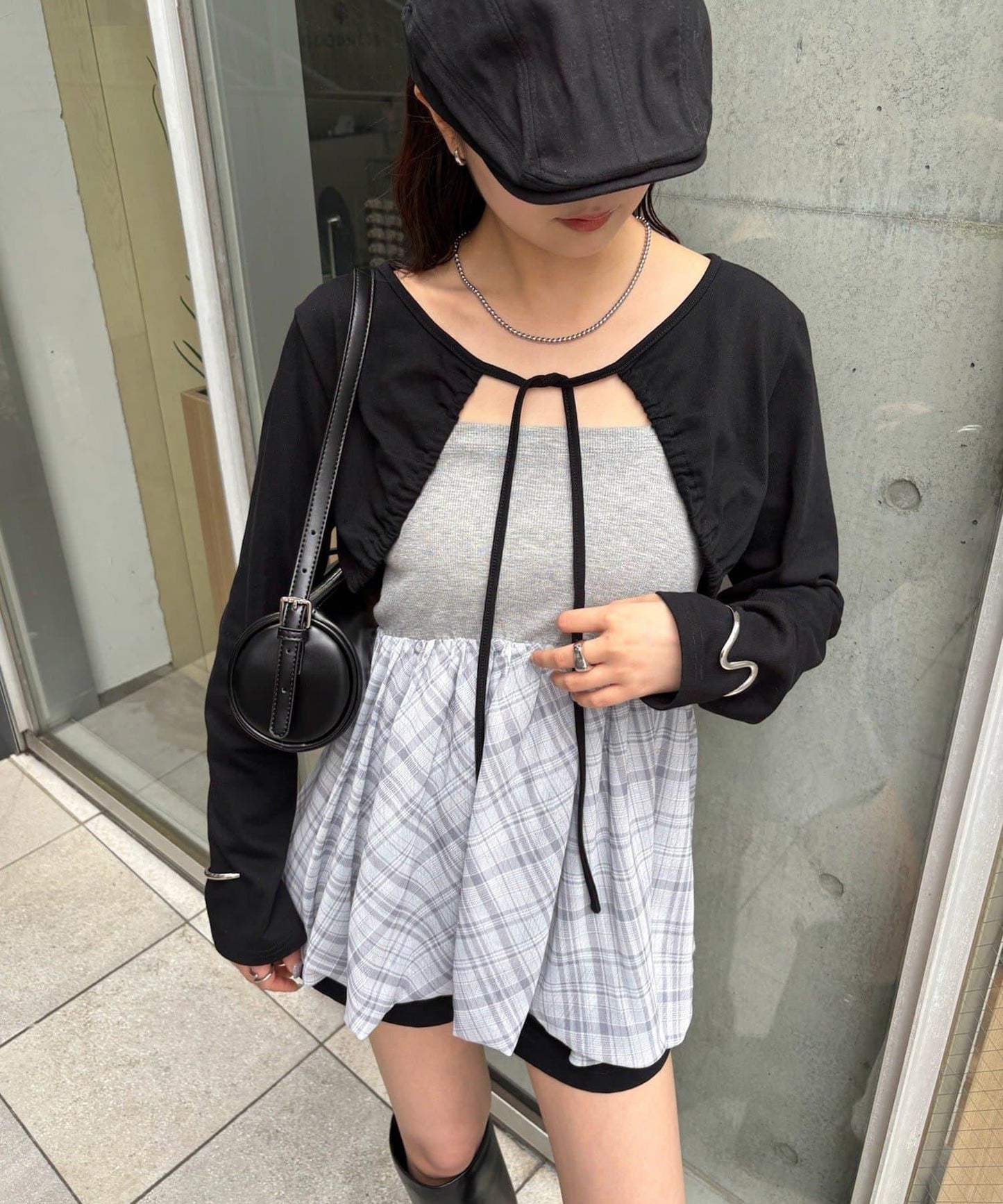 【mystic】褶皺蝴蝶結短外套