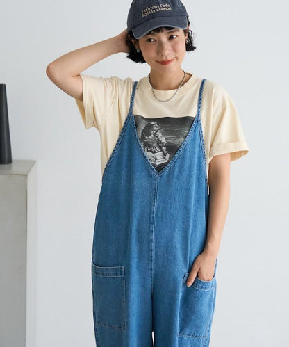 夏季 V領 牛仔連體褲