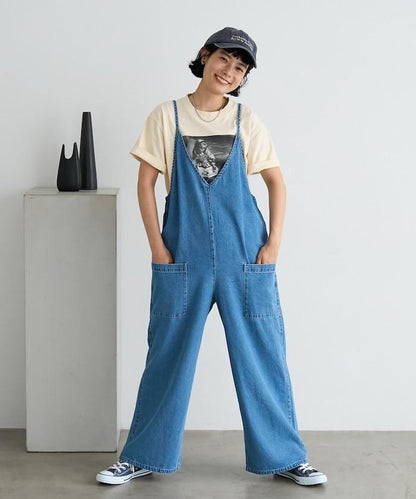 夏季 V領 牛仔連體褲