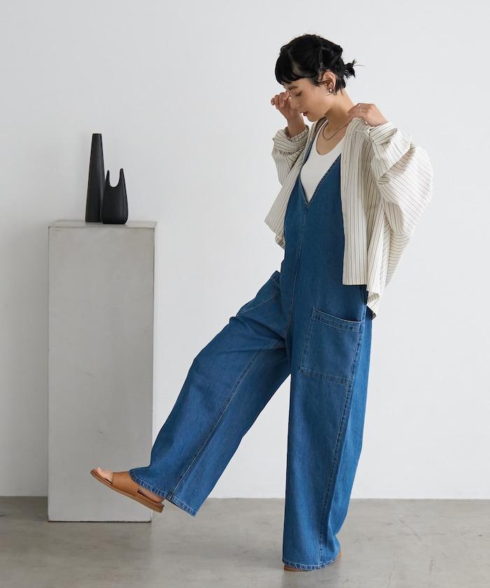 夏季 V領 牛仔連體褲