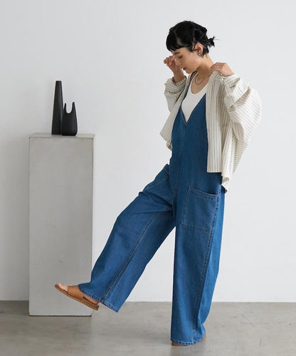 夏季 V領 牛仔連體褲