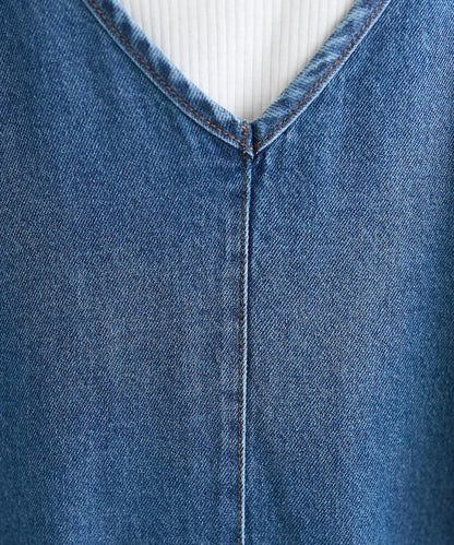 夏季 V領 牛仔連體褲