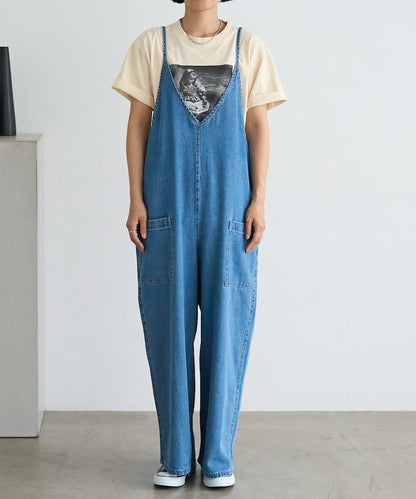 夏季 V領 牛仔連體褲