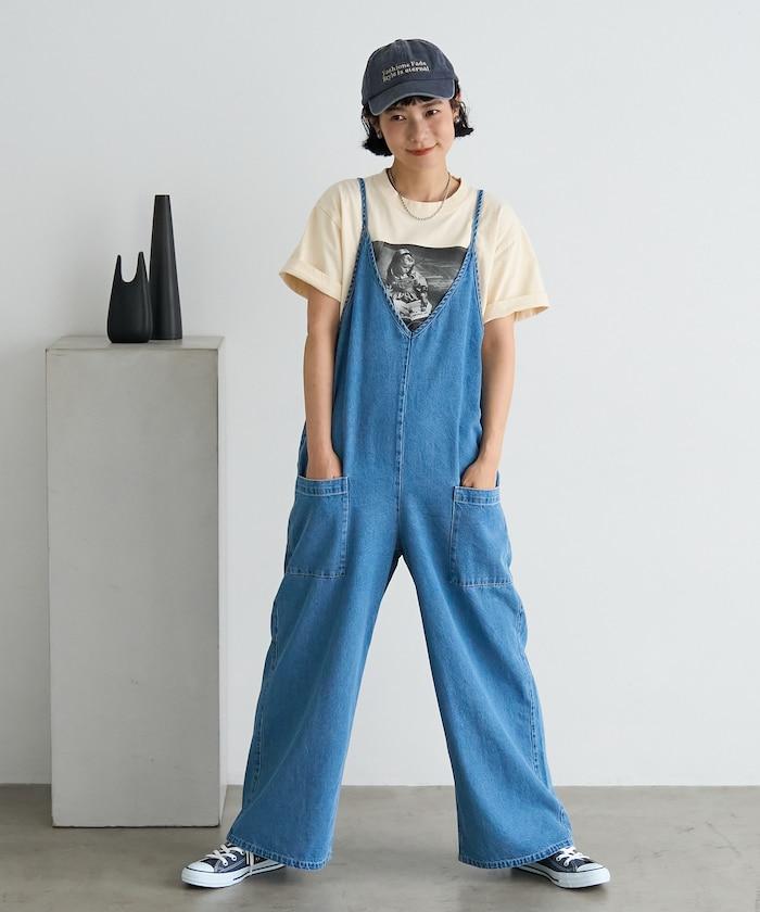 夏季 V領 牛仔連體褲