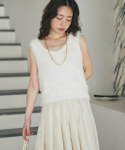 長款羽毛前後兩穿針織馬甲