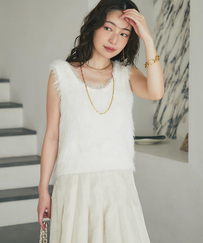 長款羽毛前後兩穿針織馬甲