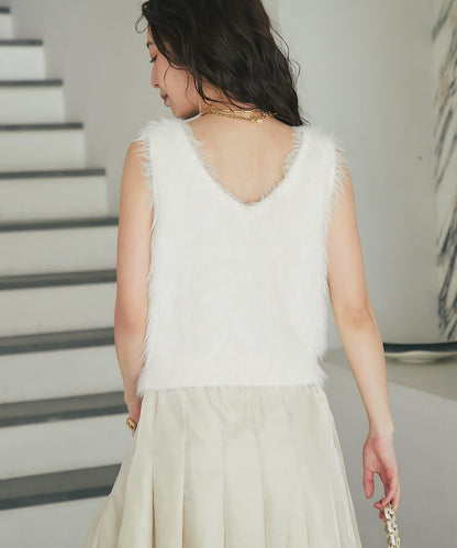 長款羽毛前後兩穿針織馬甲