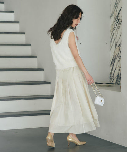 長款羽毛前後兩穿針織馬甲