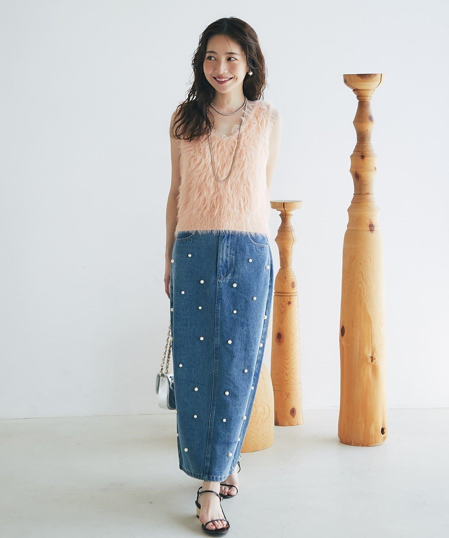 長款羽毛前後兩穿針織馬甲