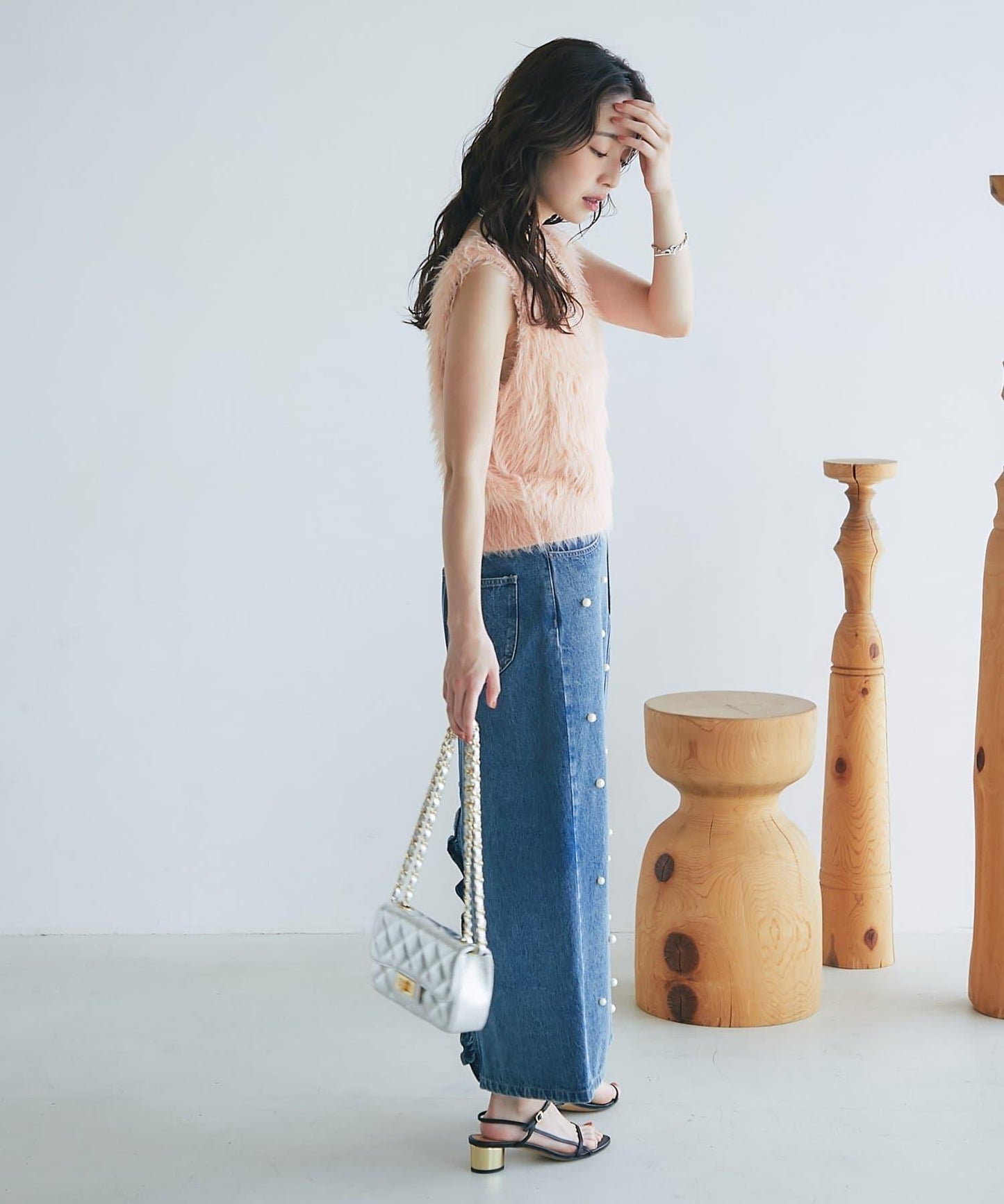 長款羽毛前後兩穿針織馬甲