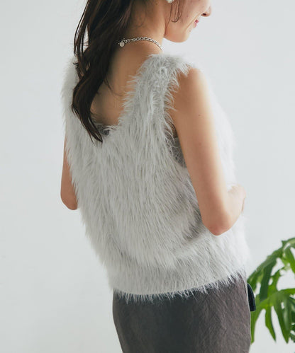 長款羽毛前後兩穿針織馬甲