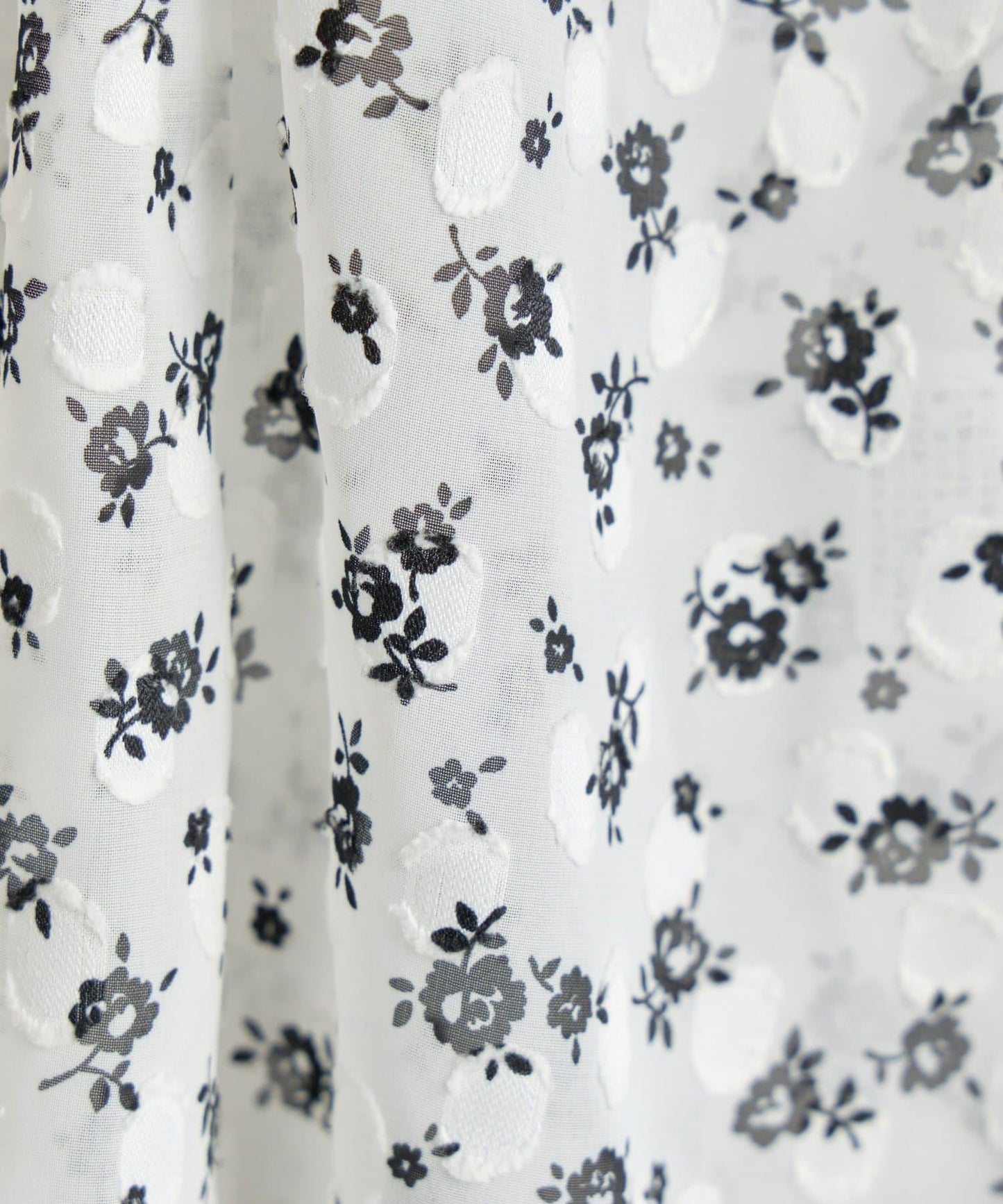 單色小花印花鬆緊袖襯衫