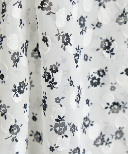 單色小花印花鬆緊袖襯衫