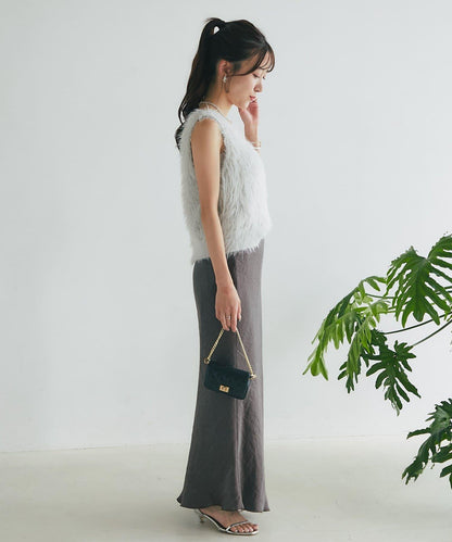 長款羽毛前後兩穿針織馬甲