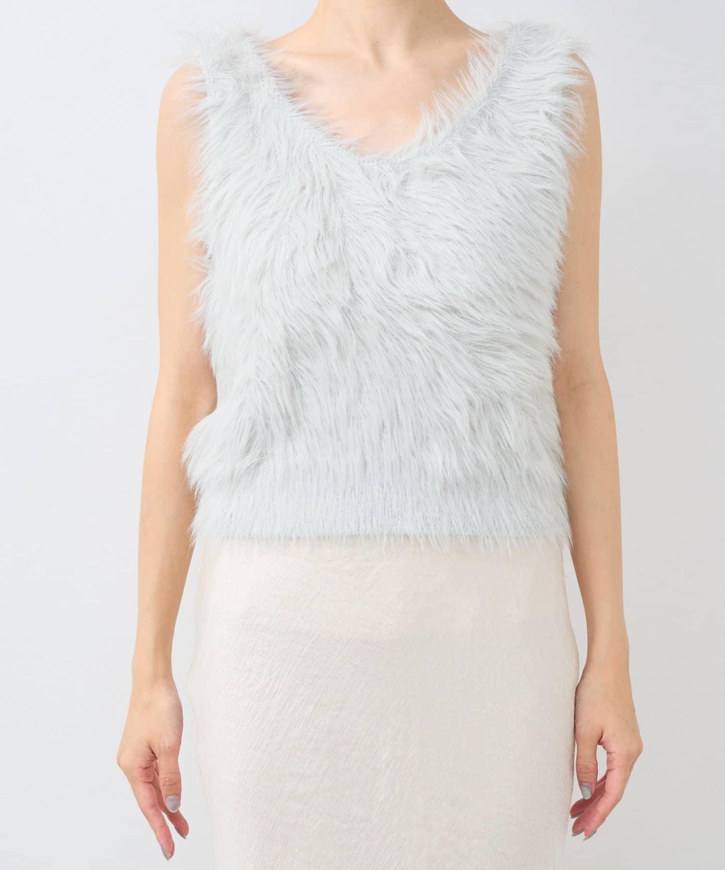 長款羽毛前後兩穿針織馬甲