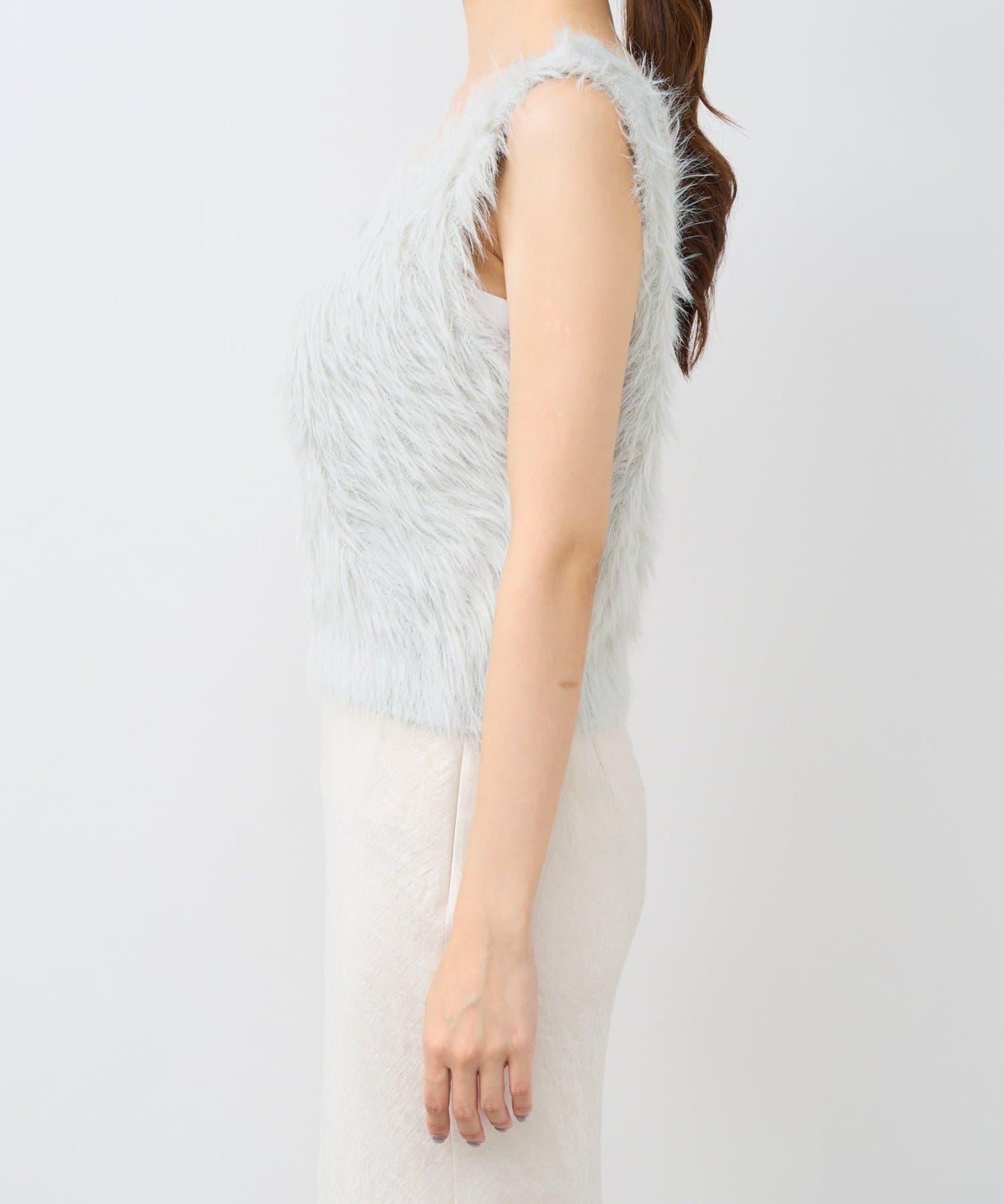 長款羽毛前後兩穿針織馬甲