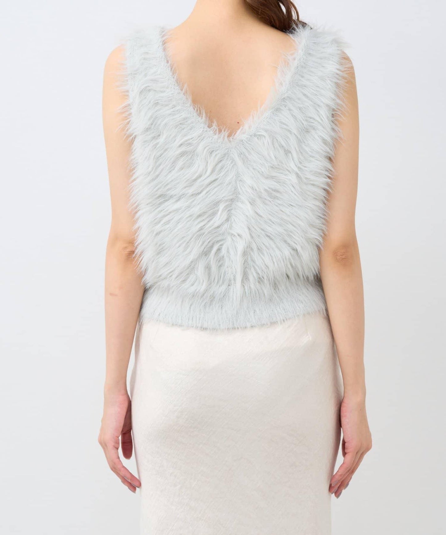 長款羽毛前後兩穿針織馬甲